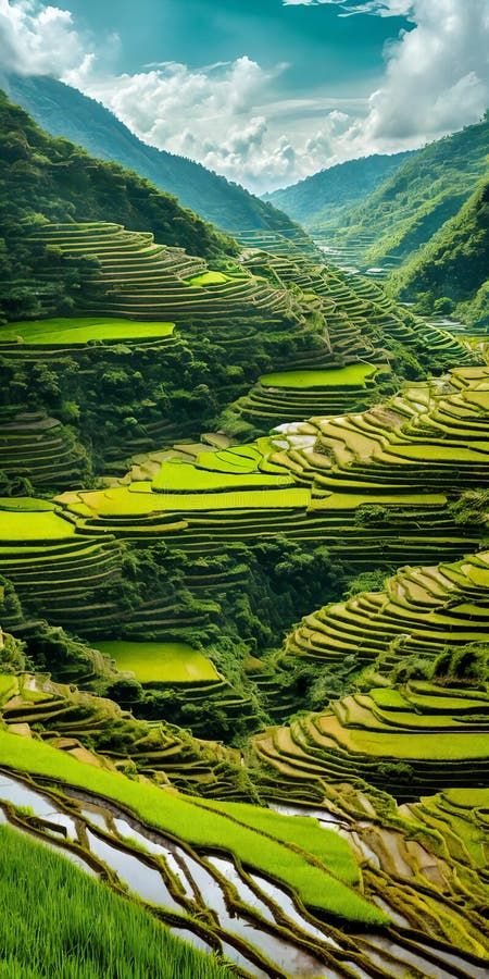 Green rice terraces bask in sunset glow stock photography Terrace Farming, Low Key Photo, Rice Farming, Green Rice, Sunset Glow, Key Photo, Rice Terraces, Painting Inspo, Vector Background