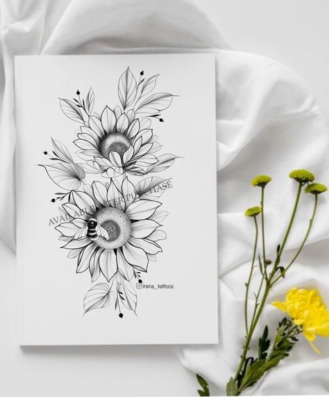 Sunflowers Tattoo Design, Sunflowers Tattoo, Printable Tattoos, Boho Tattoos, Kunst Tattoos, Tattoo Quotes For Women, Stencils Printables, Sunflower Tattoos, Peonies Tattoo