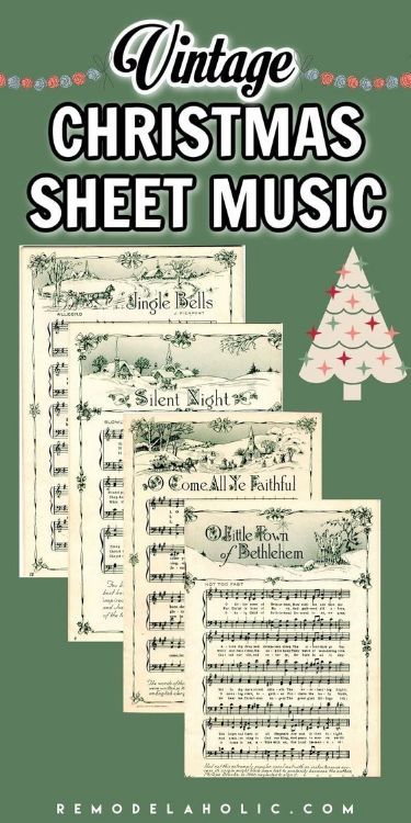 Vintage Christmas music printables can be used as easy holiday decor or to make the simplest DIY project. They are beautiful and unique to decorate with, plus they’re free to print. Check out this printable vintage Christmas sheet music for this holiday season. Free Christmas Printables Vintage, Vintage Christmas Sheet Music, Easy Holiday Decor, Sheet Music Christmas, Music Printables, Sheet Music Crafts, Hymn Sheet Music, Christmas Sheet Music, Music Crafts