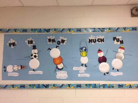 Pe Winter Bulletin Boards, Pe Christmas Bulletin Boards, Pe Bulletin Boards Elementary, Elementary Pe Bulletin Boards, Gym Bulletin Board Ideas Physical Education, Pe Quotes Physical Education, Pe Posters Physical Education, Physical Education Bulletin Boards, Pe Bulletin Boards