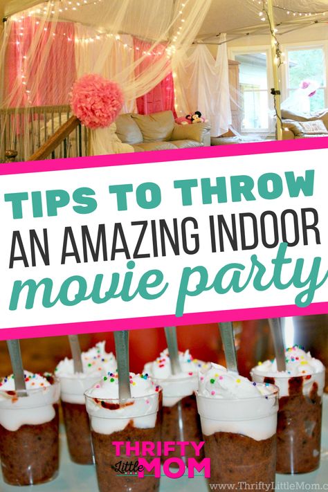 Indoor Movie Party, Teen Movie Night, Kids Movie Party, Movie Theatre Birthday Party, Indoor Movie Night, Movie Theater Party, Birthday Movie Night, Birthday Party Food Ideas, Diy Movie Night