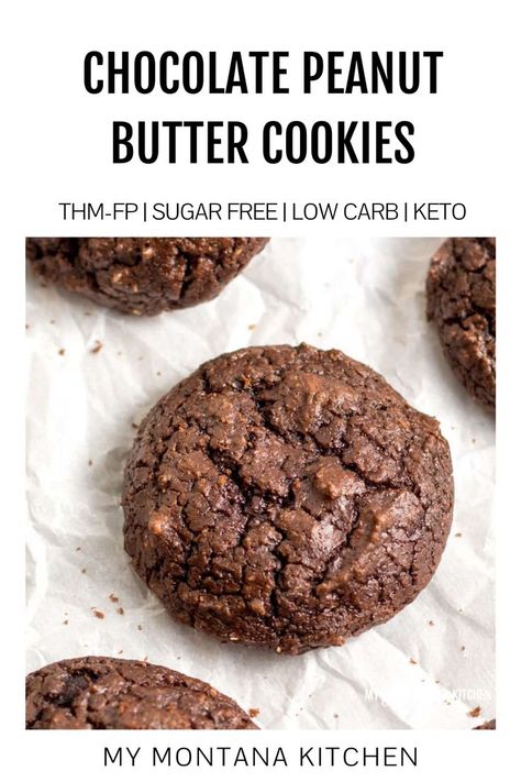 Montana Kitchen, Diet Cookies, Keto Cookie Recipes, Thm Desserts, Chocolate Peanut Butter Cookies, Keto Friendly Desserts, Low Carb Cookies, Butter Chocolate, Sugar Free Desserts