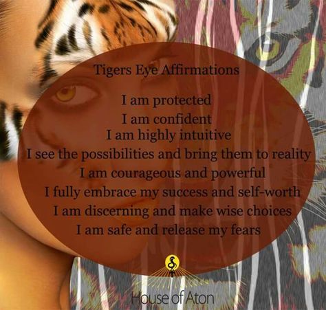 https://houseofaton.com/collections/tigers-eye-collection #crystals #healing #spirituality #love #share #affirmations #motivation #inspiration Tiger Eye Affirmation, Tiger Eye Crystal Affirmation, Crystal Mantras, Tigers Eye Affirmation, Vision Affirmations, Crystals Affirmations, Affirmation Crystals, Crystal Affirmations, Celestine Prophecy