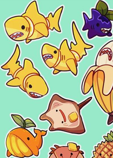 Comic Horror, Lemon Shark, Doodling Ideas, Fruit Animals, Shark Art, Cartoon Fish, My Breakfast, 강아지 그림, Kpop Music