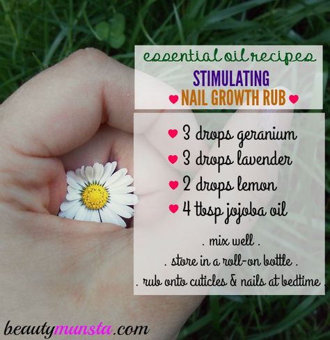 Here's my favorite essential oil recipe for strong, long and healthy nails! Nail Growth Recipes, Oils For Nail Growth, Do It Yourself Nails, Nail Growth Tips, Esential Oils, Essential Oil Beauty, Diy Essentials, Yl Essential Oils, Nail Care Tips