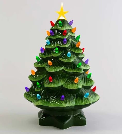 Plow & Hearth Lighted Ceramic Christmas Tree | Wayfair.ca Ceramic Christmas Tree Lights, Christmas Tree Bulbs, Classic Christmas Decorations, Mr Christmas, Tabletop Christmas Tree, Ceramic Christmas Trees, Green Christmas Tree, Star Decorations, Christmas Past