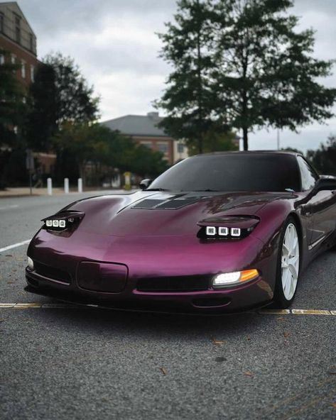 Sick-looking Chevy Corvette in purple color owned and modified by IG @j.zho6 photo @aylexmedia Custom wheels, low suspension & lots of other performance and exterior mods. Find more cool muscle car projects at MuscleCarDNA! #chevy #corvette Low Suspension Cars, C5 Corvette Wide Body Kit, C5 Corvette Custom, Purple Corvette, C5 Corvette Wheels, Corvette C4 Zr1, 2005 Corvette, Custom Corvette, Impala Car