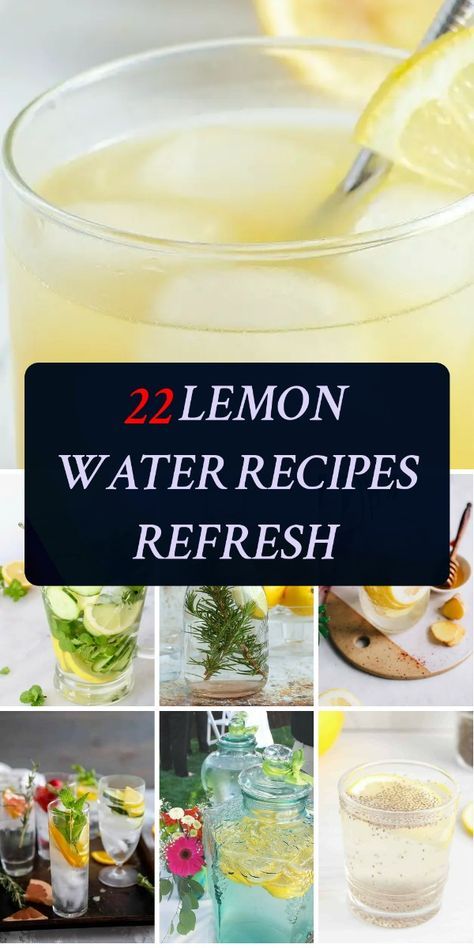 Quench your thirst with these refreshing lemon water recipes! From classic to creative, get inspired by 22 unique flavors to boost your mood and energy. Best Lemon Water Recipe, Lemon Mint Water, Lemon Juice Recipes, Citrus Water, Lemon Water Recipe, Cucumber Lemon Water, Chia Seed Water, Fancy Water, Flavored Water Recipes