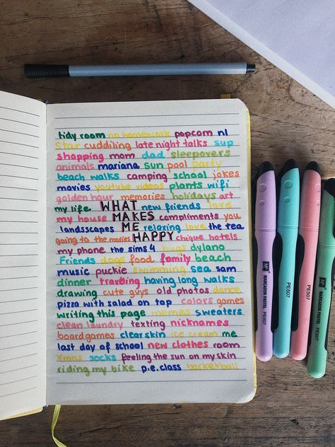 Diary Ideas 2023, Notebook Ideas Lined Paper, Things To Draw On Lined Paper, Lined Paper Journal Ideas, What Makes Me Happy List, Making Diary, What Makes Me Happy, Journal Inspiration Writing, Habit Tracker Bullet Journal