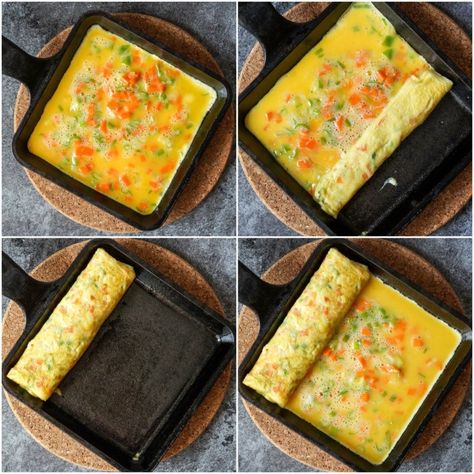 Gyeran Mari (Korean Rolled Omelette) - Tara's Multicultural Table Gyeran Mari, Food Recipes Breakfast, Koreansk Mad, Rolled Omelette, Korean Breakfast, Korean Cooking, Korean Dishes, Table Diy, Recipes Breakfast