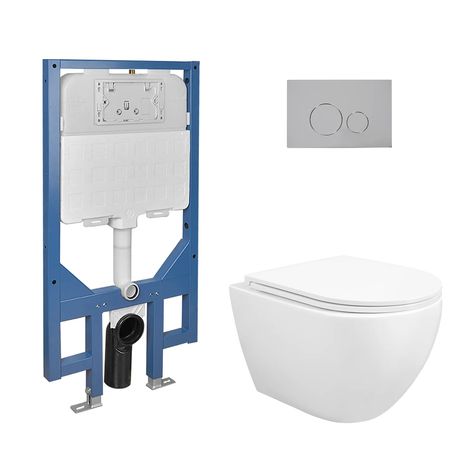 DeerValley Dual-Flush Elongated Wall Mounted Toilet With Concealed In-Wall Toilet Tank(Seat Included) & Reviews | Wayfair Wall Mount Toilet, Mounted Toilet, Wall Mounted Toilet, Toilet Seat, Wall Mount, Home Improvement, Two Piece, Wall, Design