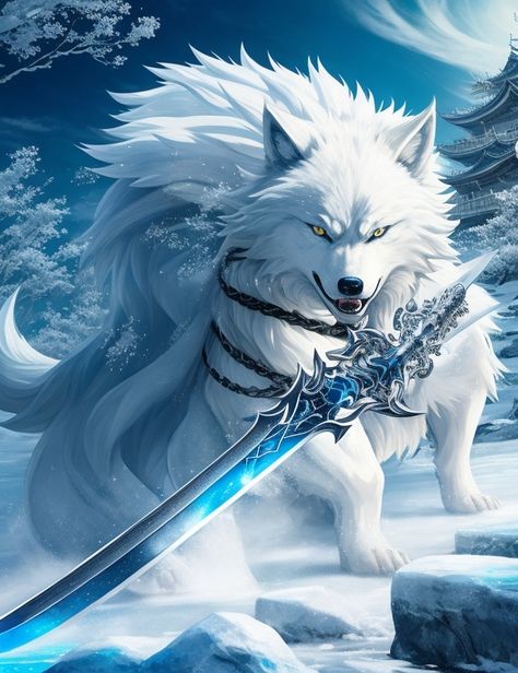 Bankai's name: Kōri no Ōkami (Ice Wolf) Ice Wolf, Fantasy Wolf, Alphabet Fonts, Wolf Spirit, Anime Wolf, Art Tattoos, White Wolf, Fonts Alphabet, Body Art Tattoos