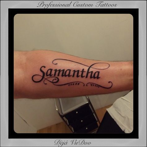 Name forearm tattoo. Samantha Name Tattoo, Samantha Tattoo, Name Tattoos Designs, Samantha Name, Tatoo Styles, C Tattoo, Name Tattoo Designs, Tattoo Videos, Tattoos Designs