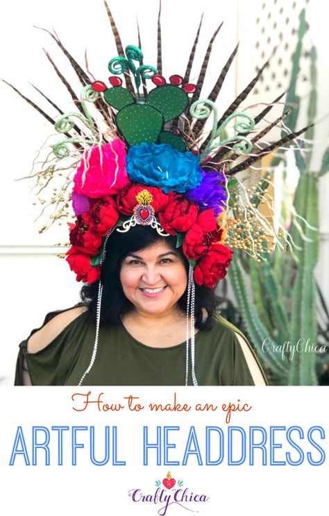 How to make an epic headdress from everyday items you probably have in your craft room. Why? To empower yourself and feel like a queen! Flower Headdress Diy How To Make, How To Make Headpieces, Floral Headdress Diy, How To Make A Headdress, Fairy Headpiece Diy, Headdress Ideas, Diy Headpiece, Headdress Diy, Carnaval Ideas