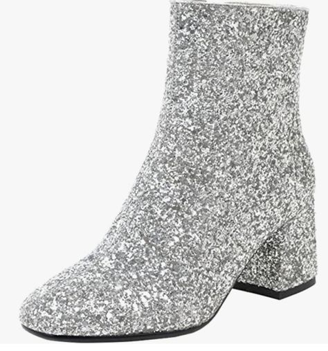 Perfect for the Eras tour with Taylor Swift Sparkly Boots, Shiny Boots, Dress Booties, Stylish Heels, Chunky Heel Ankle Boots, Glitter Boots, Booties Shoes, Shoes Boots Ankle, Block Heel Ankle Boots