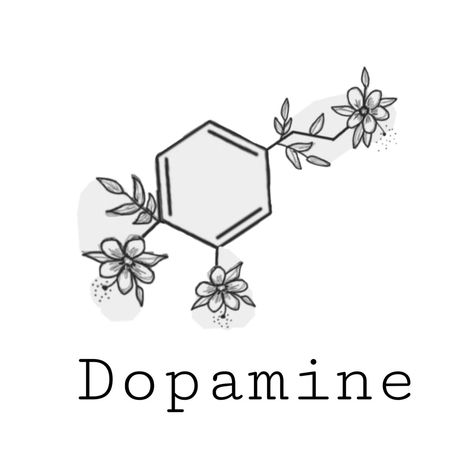 Vagus Nerve Tattoo, Dopamine Floral Tattoo, Science Inspired Tattoos, Neurospicy Tattoo, Dopamine Tattoo Ideas, Dopamine Tattoo Flower, Dopamine Embroidery, Biology Tattoo Ideas, Seratonin Small Tattoo