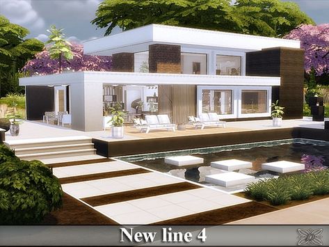 Luxury villa.  Found in TSR Category 'Sims 4 Residential Lots' Sims 4 Loft, Sims 4 Modern House, Lotes The Sims 4, The Sims 4 Lots, Sims Freeplay Houses, Sims 4 Tsr, Modern House Floor Plans, Sims 4 Challenges, 2 House