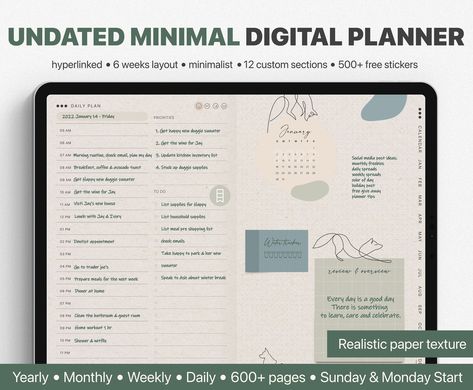 Undated Digital Planner, Digital Undated Planner for GoodNotes, Minimalist Digital Planner, Hyperlinked Planner, Planner Digital iPad postitmenuplanner #digitalplannerfree #plannerideas #dailyplannerprintable🗃️ Landscape Digital Planner, Minimalist Digital Planner, Landscape Planner, Planner For Goodnotes, Weekly Calendar Planner, Digital Notes, Planner Writing, Undated Digital Planner, Planner Minimalist