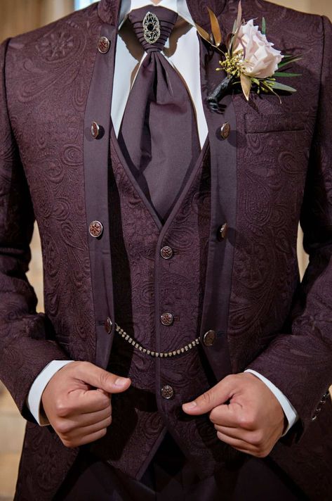 Mens Victorian Wedding Suit, Victorian Wedding Suit Grooms, Bridgeton Themed Party Outfit Men, Mens Fantasy Wedding Suit, Elf Wedding Groom, Fairytale Wedding Groom Suit, Medieval Wedding Groom Outfit, Groom Fantasy Wedding, Ballroom Suits For Men