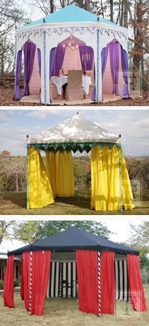 Drape Curtains, Sca Camping, Tent Ideas, Modern Gazebo, Medieval Fair, Shade Ideas, Glamping Tents, Medieval Party, Tent Canopy