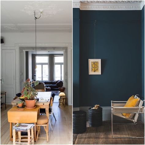 How to decorate with Farrow & Ball's most popular paint colours Ammonite Farrow And Ball, Farrow And Ball Bedroom, Farrow And Ball Living Room, Long Narrow Living Room, Most Popular Paint Colors, Blue Wall Colors, Wall Color Combination, Hague Blue, Narrow Living Room