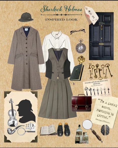 Enola Holmes Inspired Outfits, Sherlock Holmes Outfit, Sherlock Outfit, Sherlock Holmes Costume, Early 1900s Fashion, Detective Outfit, Old Money Preppy, Dark Academic, Miss Patina