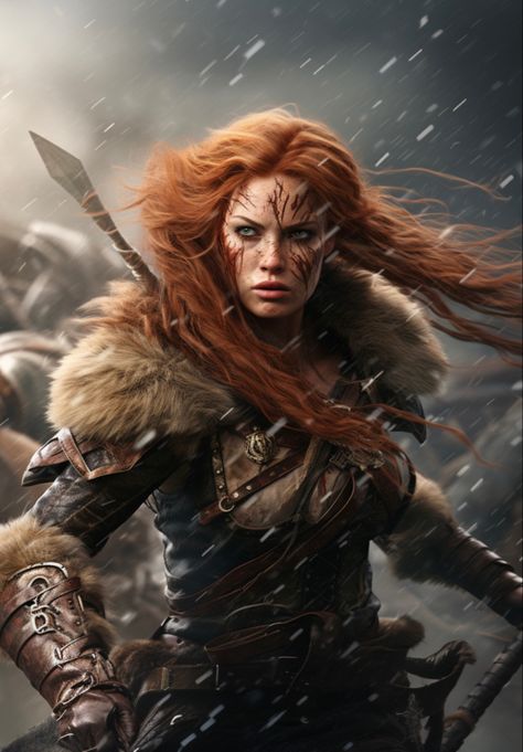 Irish Warrior Woman, Redhead Warrior, Barbarian Woman, Viking People, Viking Warrior Woman, Viking Character, Viking Women, Ginger Women, Red Hair Woman