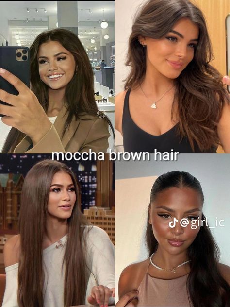 Chocolate Brown Hair Gloss, Selena Gomez Brown Hair, Brown Hair Types, Healthy Brown Hair, Selena Gomez Hair Color, Layla Aesthetic, Slavic Core, Brown Black Hair, Brunette Hair Cuts