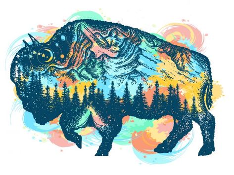 Native American Folktales | Central Rappahannock Regional Library Buffalo Tattoo, Travel Symbols, Buffalo Art, Buffalo Bulls, Buffalo Bison, Adventure Tourism, Tatuaje A Color, Watercolor Splash, Arte Animal