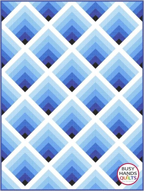 Pixel Quilt Pattern, Pattern Design Ideas, Blue Quilt Patterns, Optical Illusion Quilts, Pixel Quilting, Log Cabin Designs, Log Cabin Quilt Pattern, Mountain Quilts, Illustration Simple