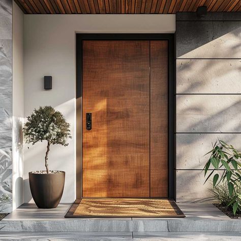 12+ Minimalist Home Entrance Decoration Ideas to Impress • 333+ Art Images Wood Front Door Interior, Minimal Door Design, Apartment Entry Door, Front Door Decor Ideas Entrance, Window Seat Living Room, House Entrance Ideas, Entrance Decoration Ideas, House Entrance Doors, Beautiful Bedroom Furniture