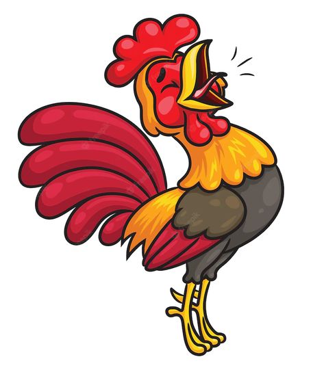 Rooster Cartoon Drawing, Animated Chicken Drawings, Rooster Animation, Rooster Cartoon, Chicken Pics, Rooster Drawing, Chicken Patterns, Rooster Clipart, Chicken Clip Art