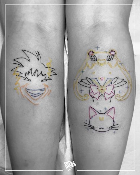 Tattoos of Crystal Tokyo on Instagram: “Sailor Moon and Luna next to Goku, done by @a2hn 💥✨” Sailor Moon And Luna, Sailor Moon Symbols, Crystal Tokyo, Sailor Tattoo, Sailor Moon Tattoo, Dragon Ball Tattoo, Amazing Tattoos, Star Tattoos, Symbolic Tattoos