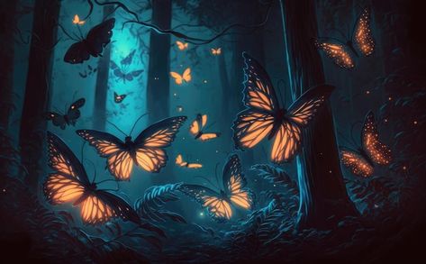 Butterflies in the forest wallpapers and... | Premium Photo #Freepik #photo #fairy #fairy-tale #fairy-wings #butterfly Painting Of Butterflies, About Butterflies, Computer Wallpaper Hd, Wallpaper Notebook, Laptop Wallpaper Desktop Wallpapers, Computer Wallpaper Desktop Wallpapers, Computer Backgrounds, Beautiful Wallpapers Backgrounds, Forest Wallpaper