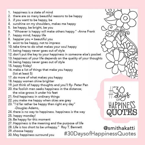 30 Happiness Quotes to Inspire - Smiling Colors 30 Days Of Happiness, Fill A Journal, Grandma Journal, Handlettering Inspiration, Happy Quotes Funny, Moleskine Journal, Life Sayings, Happy Quotes Positive, Lettering Challenge