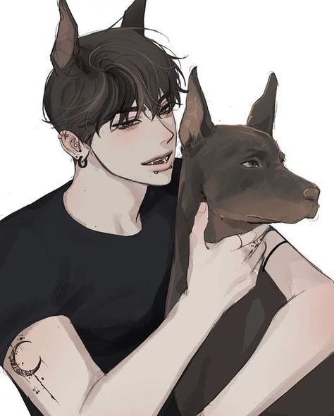 Human Dog Hybrid, Dog Pfp Drawing, Cat Hybrid Human, Dog Boy Oc, Dog Boy Pfp, Dogboy Pfp, Dog Boy Art, Anime Dog Boy, Catboy Oc