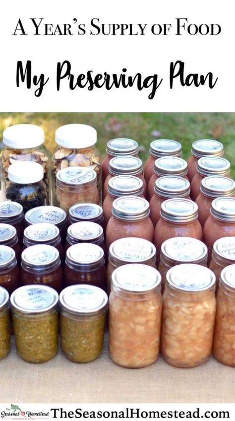 Canning Food For A Year, Canning For A Year, How To Preserve Food, Preserving Garden Harvest, Garden Preserving, Seasonal Homestead, Homesteading Garden, Homestead Pantry, Farming Garden