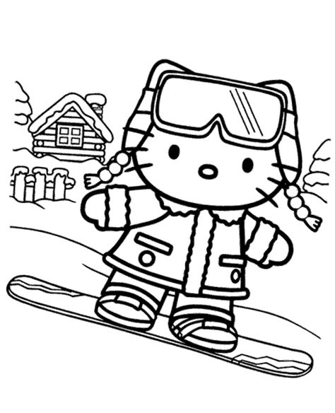 Sports Coloring Pages, Hello Kitty Colouring Pages, Hello Kitty Printables, Coloring Pages Winter, Christmas Coloring Sheets, Cat Coloring Book, Kitty Coloring, Kitty Christmas, Hello Kitty Coloring