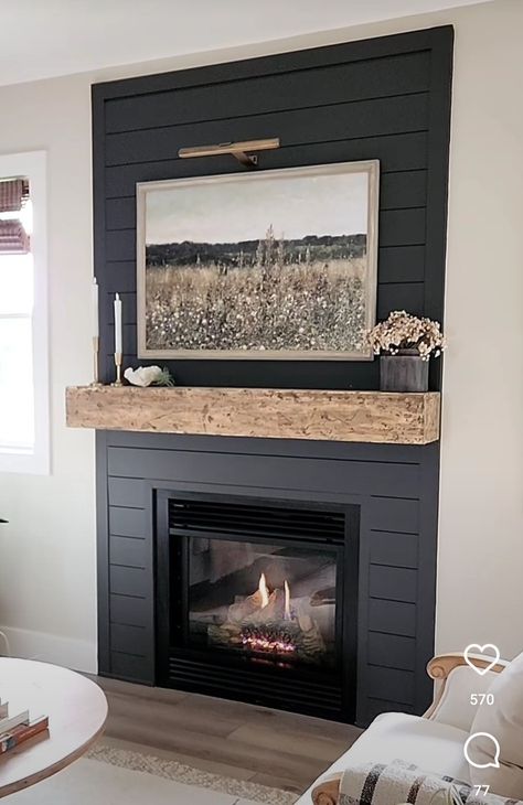 White Trim Fireplace, Iron Ore Fireplace Wall, Iron Ore Fireplace, Windfresh White, Black Electric Fireplace, Fireplace Accent Walls, Grey Fireplace, Fireplace Redo, Fireplace Mantle Decor