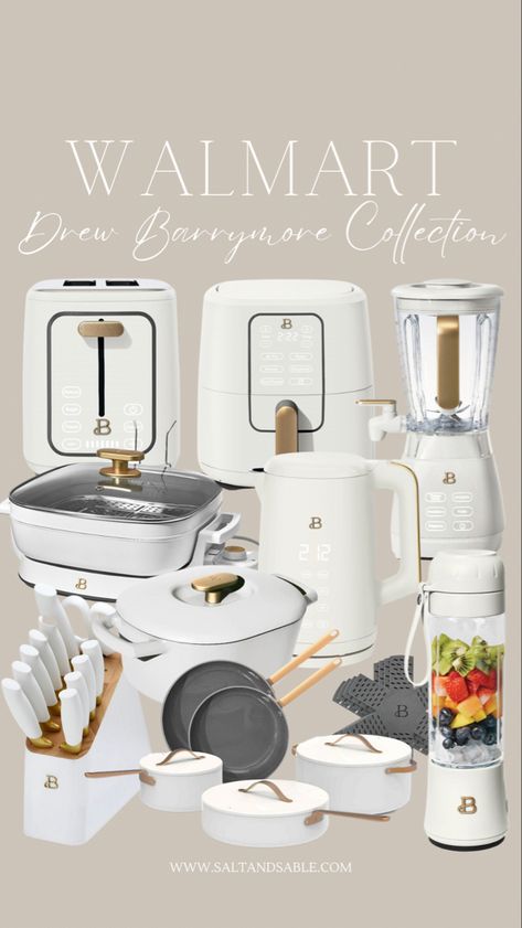 Only slightly obsessed with the new Drew Barrymore kitchen collection at Walmart 😍 A few of the items are on sale! Toaster Air fryer Cutlery set Personal blender Pan set Tea kettle Slushee maker Blender Crockpot Dutch oven Skillet Small kitchen appliances Electric tea kettle Neutral appliances Kitchen tools Kitchen accessories Follow my shop @saltandsable on the @shop.LTK app to shop this post and get my exclusive app-only content! #liketkit #LTKsalealert #LTKhome #LTKfamily Beautiful Kitchen Appliances, Kettle And Toaster Set In Kitchen, Drew Barrymore Kitchen, Outdoor Camping Kitchen, New Home Essentials, Outdoor Cooking Spaces, Personal Blender, Electric Tea Kettle, Neutral Kitchen