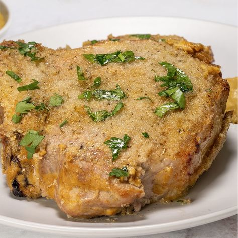 Dijon mustard pork chops are tender and juicy with a crispy exterior. This classic German flavor combination requires very little in terms of ingredients and prep time, but it pays off with big flavor. Dijon Mustard Pork Chops, Pork Chops Bread Crumbs, Mustard Pork Chops, Pork Loin Chops, Pork Loin, Dijon Mustard, Dijon, Budget Meals, Pork Chops