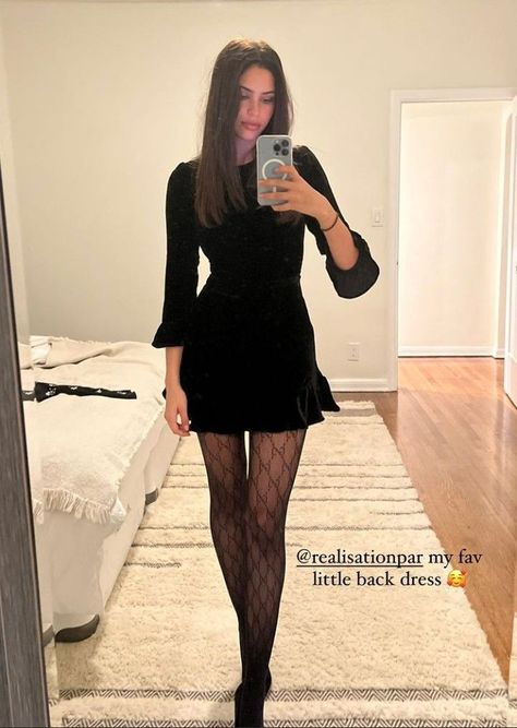 Midnight Mass Christmas Outfit, Long Sleeve Dress With Tights, Formal Dinner Outfits For Women, Fancy Dinner Outfit Winter Classy, Christmas Dinner Outfit Parties, Black Dress And Tights Outfit, Winter Christmas Party Outfit, Formal Dinner Outfit Classy, Outfit Christmas Dinner