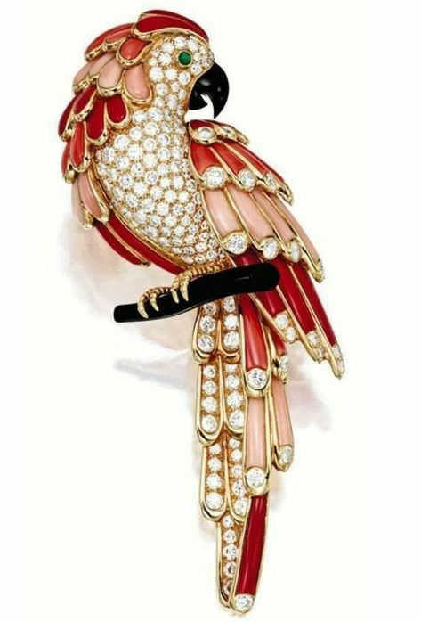 Parrot Jewelry, Embroidered Brooches, Colourful Jewellery, Van Cleef And Arpels, Diamond Brooch, Popular Jewelry, Bird Brooch, Bird Jewelry, Van Cleef Arpels