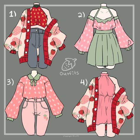 Strawberry Outfits Flower Themed Outfits, Cute Outfit Ideas Drawing, Drawing Outfits, Artistic Fashion, Oc Outfits, Make Fashion, Taking Risks, Art Outfit, Fashion Fails