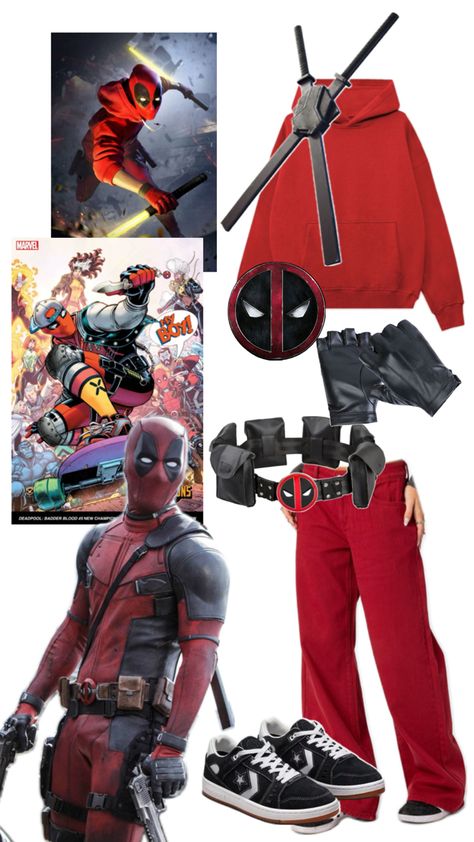 teenage deadpool halloween Deadpool Halloween Costume, Deadpool Halloween, Deadpool Outfit, Wolverine Costume, Book Character Day, Deadpool Costume, Deadpool Cosplay, Lady Deadpool, Closet Cosplay