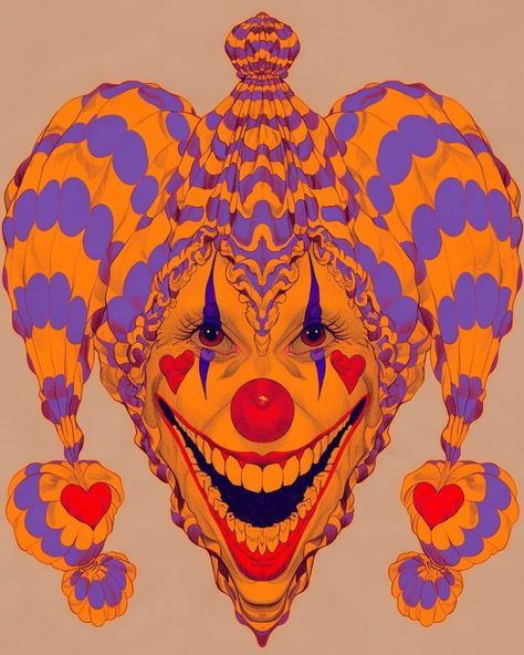 Clown Fairy, Clown Painting Ideas, Clown Mouth, Red Clown Aesthetic, Creepy Clown Aesthetic, Jester Art, Clown Dog Art, Vintage Clown Mask, Clown Drawing Vintage