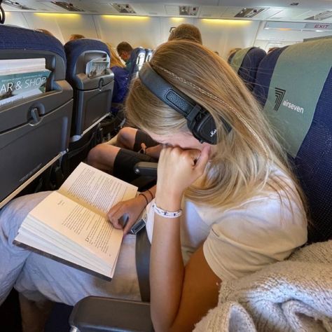 Wearing Headphones, A Book, A Woman, Headphones, Reading