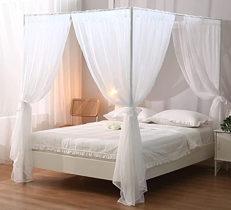 Canopy Bed Curtain, White Canopy Bed, Four Poster Bed Frame, Bed Canopies, Princess Canopy Bed, Canopy Bed Curtains, Canopy Bed Frame, Canopy Curtains, Princess Bedroom