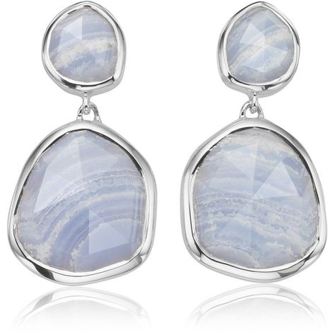 Monica Vinader Siren Medium Drop Earrings - Blue Lace Agate (£265) ❤ liked on Polyvore featuring jewelry, earrings, lace jewelry, blue jewelry, agate jewelry, blue drop earrings and monica vinader Blue Agate Jewelry, Blue Lace Agate Jewelry, Silver Gold Earrings, Blue Drop Earrings, Luxury Jewelry Brands, Lace Earrings, Lace Jewelry, Helix Earrings, Agate Earrings