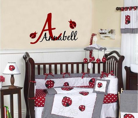 Baby's room...feeling this theme:) Red Baby Bedding, Ladybug Bedding, Red Crib, Ladybug Nursery, Baby Nursery Design, Baby Ladybug, Baby Crib Bedding Sets, Baby Nursery Themes, Baby Sheets